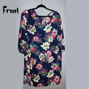 Evelie Tunic Dress Navy Blue / Bright Floral 2XL